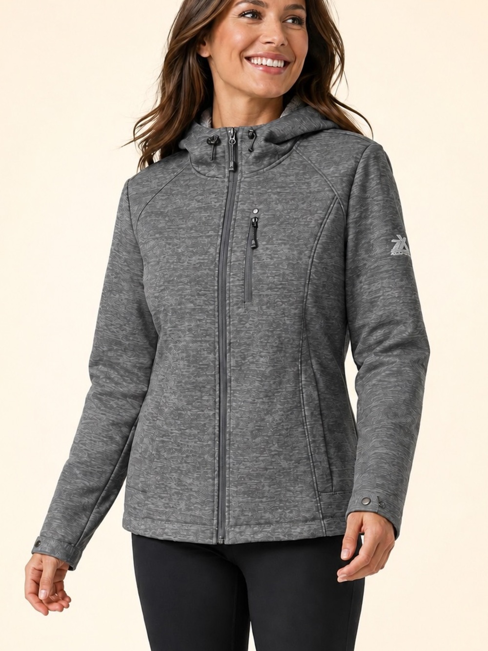 ZeroXposur Women’s L Gray Plush Fleece Lined Hooded Softshell Jacket Outdoor